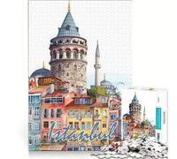Rompecabezas para Adultos, 1000 Piezas, Ciudad de Estambul en Acuarela, Juego Familiar, decoración del hogar, con Piezas de Formas aleatorias Que encajan Perfectamente 38x26cm