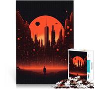 Rompecabezas para Adultos 1000 Piezas Ciudad del Atardecer Rojo Juegos Divertidos para la Familia Regalo de cumpleaños, Regalos 75x50cm