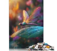 Rompecabezas para adultos 1000 piezas clásico colorido libélula sobre hoja rompecabezas de papel rompecabezas relajante juego rompecabezas 38x26 cm/1000 piezas