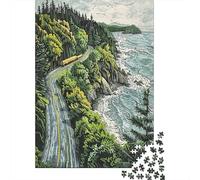 Rompecabezas para Adultos 1000 Piezas Coastal Road with Train Rompecabezas para Adultos Juguetes DIY Análisis Y Lógica Diversión En Casa Actividades, 38x26cm/1000pcs