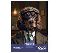 Rompecabezas para Adultos 1000 Piezas Cocker Spaniel Dog Wearing A Suit in The Pub Rompecabezas para Adultos Juego Práctico Decoración Actividades Divertidas En Casa 70x50cm/1000pcs