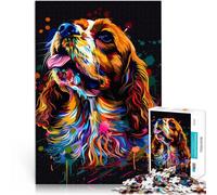 Rompecabezas para adultos 1000 piezas Cocker Spaniel Inglés Arte del Perro Difícil y Desafío Mejora la memoria para los adolescentes de 14 años y más 26x38cm