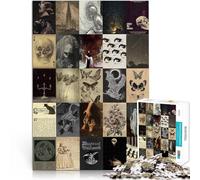 Rompecabezas para Adultos 1000 Piezas Collage Oscuro Retro Entrena tu Cerebro y Tus Manos Actividades Divertidas en casa, Regalos de cumpleaños, Regalos de Viaje, 38x26cm