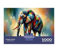 Rompecabezas para Adultos 1000 Piezas Colorful Elephant Art Print-2 Rompecabezas para Adultos Juego Práctico Decoración Actividades Divertidas En Casa 70x50cm/1000pcs