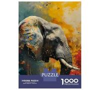 Rompecabezas para Adultos 1000 Piezas Colorful Elephant Wall Art Print Rompecabezas para Adultos Juego Práctico Decoración Actividades Divertidas En Casa 52x38cm/1000pcs