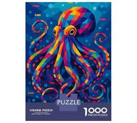 Rompecabezas para Adultos 1000 Piezas Colorful Geometric Octopus in Blue Sea Rompecabezas para Adultos Juguete Decoración De Pared Análisis Y Lógica Juego Desafiante Regalos 52x38cm/1000pcs
