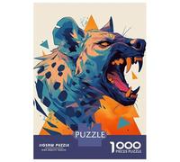 Rompecabezas Para Adultos 1000 Piezas Colorful Hyena Illustration with Geometric Shapes Rompecabezas Juguete Decoración De Pared Vacaciones En Casa Matar El Tiempo Juego Desafiante Regalos 70x50cm/100
