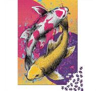 Rompecabezas para Adultos 1000 Piezas Colorful Koi Fish Art Print-1 Rompecabezas para Adultos Juegos De Relajación Carrera De Velocidad De Manos Juego Desafiante Regalos 52x38cm/1000pcs