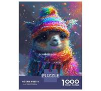 Rompecabezas para Adultos 1000 Piezas Colorful Llama Winter Hat Scarf Rompecabezas para Adolescentes Juego De Ingenio Mejora La Memoria Actividades Divertidas En Casa 70x50cm/1000pcs