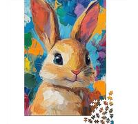 Rompecabezas para Adultos 1000 Piezas Colorful Rabbit Painting-5 Rompecabezas para Adolescentes Juego De Ingenio Mejora La Memoria Actividades Divertidas En Casa 52x38cm/1000pcs