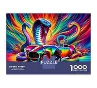 Rompecabezas para Adultos, 1000 Piezas Colorful Snake Art Print-1 Rompecabezas para Adolescentes, Juguete, Decoración De Pared, Regalos para Amigos Y Familiares 38x26cm/1000pcs