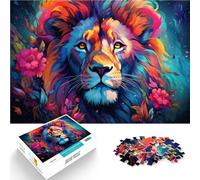 Rompecabezas para adultos, 1000 piezas, colorido animal león, competencia de velocidad de mano, rompecabezas de Navidad, regalos de 14.95 x 20.47 pulgadas, adecuado para adolescentes de 14 años en