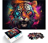 Rompecabezas para adultos, 1000 piezas, colorido tigre de fuego, rompecabezas para el cerebro, regalos secretos de Papá Noel, 19.7 x 29.5 pulgadas para adolescentes de 14 años en adelante