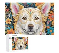 Rompecabezas para adultos, 1000 piezas, colorido y floral, con retratos de perro, para adultos, juegos de relajación, regalos difíciles para amigos y familiares, 1000 piezas