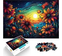 Rompecabezas para adultos, 1000 piezas, coloridos girasoles de cielo estrellado, decoración del hogar, rompecabezas de 14.95 x 20.47 pulgadas, regalos secretos de Papá Noel