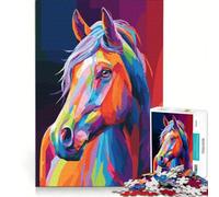 Rompecabezas para Adultos, 1000 Piezas, Coloridos Retratos de Caballos, Juguetes antiestrés, Corte de precisión, Toda la Familia 38x52cm
