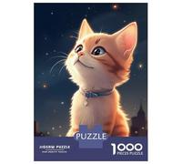 Rompecabezas para Adultos 1000 Piezas Comic Cat At Night Rompecabezas para Adolescentes Juego De Ingenio Mejora La Memoria Actividades Divertidas En Casa 38x26cm/1000pcs
