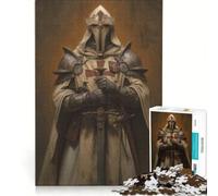 Rompecabezas para Adultos 1000 Piezas con Retrato de un Caballero templario Ideal para decoración de Pared o del hogar con Piezas de Formas aleatorias Que encajan Perfectamente 38x26cm