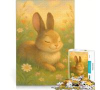 Rompecabezas para Adultos: 1000 Piezas Conejo Feliz en un Prado Florido Juego Familiar Mejora la Memoria Toda la Familia 50x75cm