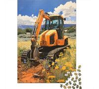 Rompecabezas para Adultos 1000 Piezas Construction Equipment in Wildflower Field Rompecabezas para Adultos Juegos De Relajación Carrera De Velocidad De Manos Juego Desafiante Regalos 38x26cm/1000pcs