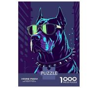 Rompecabezas para Adultos 1000 Piezas Cool Dog with Sunglasses in City Rompecabezas Juegos Relajantes Corte De Precisión Cumpleaños Y Navidad 38x26cm/1000pcs