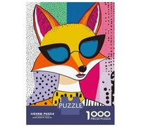Rompecabezas para Adultos 1000 Piezas Cool Fox in Sunglasses Rompecabezas Juguete Decoración De Pared Vacaciones En Casa Matar El Tiempo Juego Desafiante Regalos 52x38cm/1000pcs