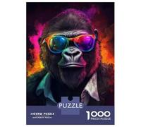 Rompecabezas para Adultos 1000 Piezas Cool Gorilla in Sunglasses Rompecabezas Juguete Decoración De Pared Vacaciones En Casa Matar El Tiempo Juego Desafiante Regalos 70x50cm/1000pcs