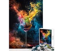 Rompecabezas para Adultos 1000 Piezas Copa de Vino Colores Abstractos decoración del hogar Juguetes Regalos para Mujeres y Hombres Juego práctico para cumpleaños y Navidad tamaño 38x26cm