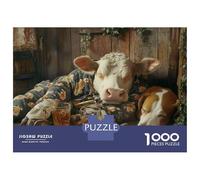 Rompecabezas para Adultos 1000 Piezas Cow and Dog in Barn Rompecabezas para Adultos Juegos Relajantes Regalos para Mujeres Juegos Desafiantes Regalos 38x26cm/1000pcs