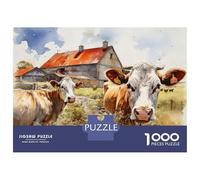 Rompecabezas para Adultos 1000 Piezas Cows in The Farmyard Rompecabezas para Adultos Juegos Relajantes Regalos para Mujeres Juegos Desafiantes Regalos 38x26cm/1000pcs