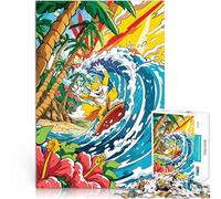 Rompecabezas para Adultos 1000 Piezas Coyote Surfista Juguetes adictivos Que desafían la Inteligencia Cerebral Mejorar la Memoria 38x26cm