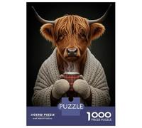 Rompecabezas para Adultos 1000 Piezas Cozy Highland Cow with Hot Drink Rompecabezas para Adultos Juegos De Relajación Análisis Y Lógica Oferta como Regalos para Toda La Familia 38x26cm/1000pcs