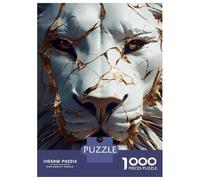 Rompecabezas para Adultos 1000 Piezas Cracked White Lion with Gold Inlays Rompecabezas para Adolescentes Juegos Familiares Difícil Difícil Cumpleaños Y Navidad 70x50cm/1000pcs