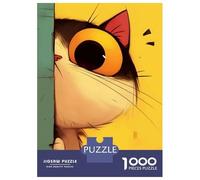 Rompecabezas para Adultos 1000 Piezas Curious Cat Peeking Rompecabezas Juegos Relajantes Corte De Precisión Cumpleaños Y Navidad 52x38cm/1000pcs