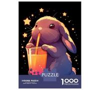 Rompecabezas para Adultos 1000 Piezas Cute Bunny with Boba Tea Rompecabezas para Adultos Juego Práctico Mejora La Memoria Actividades Divertidas En Casa 38x26cm/1000pcs