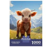 Rompecabezas para Adultos 1000 Piezas Cute Calf in Mountain Meadow Rompecabezas para Adultos Juegos Relajantes Regalos para Mujeres Juegos Desafiantes Regalos 52x38cm/1000pcs