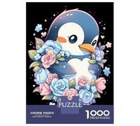Rompecabezas para Adultos 1000 Piezas Cute Floral Penguin Lovers Rompecabezas para Adultos Juegos De Relajación Carrera De Velocidad De Manos Juego Desafiante Regalos 70x50cm/1000pcs