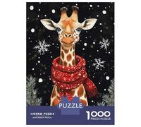 Rompecabezas para Adultos 1000 Piezas Cute Giraffe in Winter Scarf Rompecabezas para Adultos Juegos Familiares Carrera De Velocidad Manual Cumpleaños 52x38cm/1000pcs