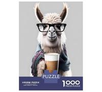 Rompecabezas para Adultos 1000 Piezas Cute Llama and Expresso Rompecabezas para Adolescentes Juguete Decoración De Pared Alivio del Estrés Cumpleaños 70x50cm/1000pcs