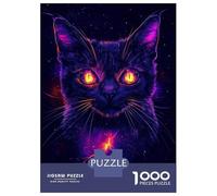 Rompecabezas para Adultos 1000 Piezas Cute Neon Cat Light Eyes Rompecabezas Juegos Relajantes Corte De Precisión Cumpleaños Y Navidad 52x38cm/1000pcs