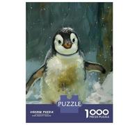 Rompecabezas para Adultos 1000 Piezas Cute Penguin Cub Snow Art Rompecabezas Juguete Decoración De Pared Vacaciones En Casa Matar El Tiempo Juego Desafiante Regalos 52x38cm/1000pcs