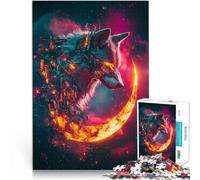 Rompecabezas para Adultos 1000 Piezas Cyber Wolf y Crescent Moon Juegos Divertidos para la Familia Decoración 75x50cm