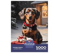 Rompecabezas para Adultos 1000 Piezas Dachshund Christmas Dog Rompecabezas Juegos Relajantes Corte De Precisión Cumpleaños Y Navidad 70x50cm/1000pcs