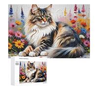 Rompecabezas para adultos, 1000 piezas de arte de gato de fantasía floral, 4 rompecabezas para adultos, juegos familiares, mejora la memoria, regalos únicos de cumpleaños y Navidad, 1000 piezas