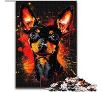 Rompecabezas para Adultos, 1000 Piezas de Arte de Perro Pinscher Miniatura, Hecho de cartón, Navidad, Halloween, Pascua, Año Nuevo, 1000 Piezas(26x38cm)