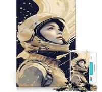 Rompecabezas para Adultos 1000 Piezas de Astronauta en el Espacio Arte de Corte Exacto Juego Divertido para concentrarse Juego para Relajarse Decoración navideña para la Pared (38x26cm)