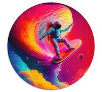 Rompecabezas para Adultos, 1000 Piezas de Astronauta surfeando, Ideal para diversión Familiar, relajación y Regalos navideños, 67,5 x 67,5 cm