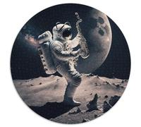Rompecabezas para Adultos,1000 Piezas de Astronauta Tocando el saxofón,Rompecabezas Redondos de cartón para Adultos, Adolescentes y diversión Familiar,Regalo Ideal para cumpleaños