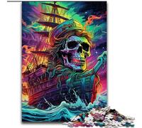 Rompecabezas para Adultos, 1000 Piezas de Barco Pirata con Calavera Un desafiante Rompecabezas para Adolescentes, Decorar el hogar o Regalar (tamaño: 26x38cm)