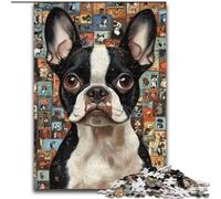 Rompecabezas para Adultos, 1000 Piezas de Boston Terrier, Collage de Perros, 26x38cm, Juego Familiar Creativo y decoración del hogar, Adolescentes